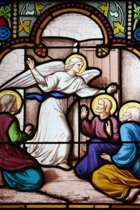 Cattedrale di Saint-Corentin, Quimper vetrata: apparizione a San Pietro, Quimper, Francia