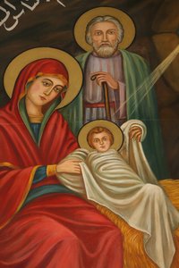 Dipinto della natività nella chiesa copta di Sant