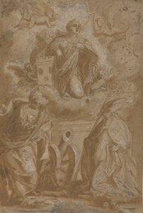 Santa Barbara in gloria con i santi Nicola e Girolamo da Unbekannt