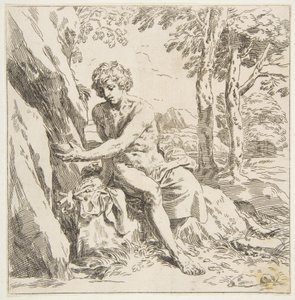 San Giovanni Battista nel deserto, copia inversa dopo Cantarini, ca. 1637-1639 o dopo da Unbekannt