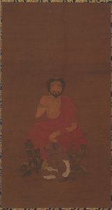 Sakyamuni seduto su tre creature demoniache da Unbekannt
