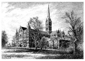 Cattedrale di Salisbury, dal sud-ovest da Unbekannt