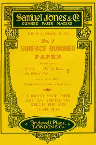 Pubblicità di Samuel Jones & Company Gummed Paper Makers, 1919