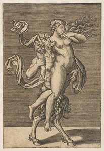 Satiro che porta una ninfa trattenendo il suo braccio destro, ca. 1515-1600 da Unbekannt