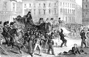 Scena di una rivolta a Belfast, fine XIX secolo