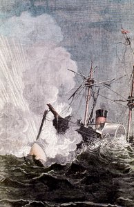 Scena da Dalla Terra alla Luna di Jules Verne, 1865 da Unbekannt
