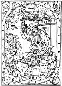 Scolaro che riceve conoscenza con la betulla, 1526