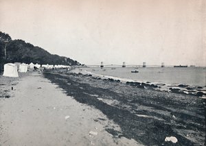 Vista sul mare - La spiaggia e il molo sospeso, 1895 da Unbekannt