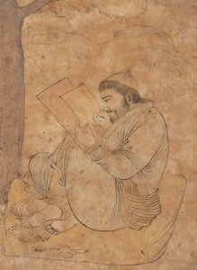 Uomo seduto che dipinge o scrive da Unbekannt