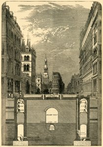 Sezione del Viadotto di Holborn, mostrando le metropolitane, c1876 da Unbekannt