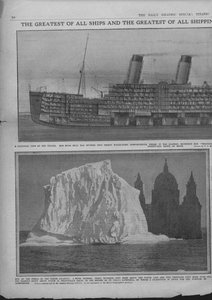 Diagramma sezionale del Titanic, e iceberg, 20 aprile 1912 da Unbekannt