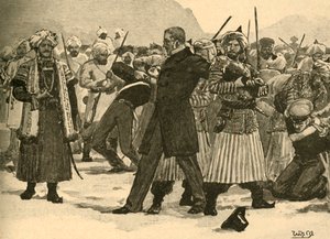 Sequestro di Sir William Macnaghten da parte di Akbar Khan, Afghanistan, 1841 c1890 da Unbekannt