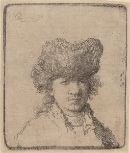 Autoritratto con cappello di pelliccia, 1630 da Unbekannt