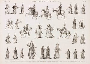 Serie di illustrazioni di persone in vari costumi da Unbekannt