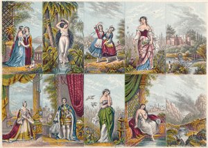 Serie di vedute e figure, incluso un ritratto della Regina Vittoria e del Principe Alberto, 1851 da Unbekannt