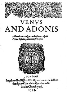 Prima opera pubblicata di Shakespeare - 1ª edizione di Venere e Adone da Unbekannt