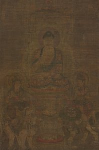 Triade Shakyamuni: Buddha accompagnato da Manjushri e Samantabhadra, c. 900 da Unbekannt