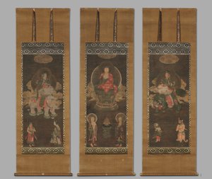 Triade di Shakyamuni: Buddha accompagnato da Manjushri e Samantabhadra da Unbekannt