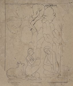 Shiva e Parvati in una grotta di montagna da Unbekannt