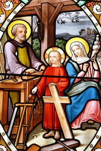 Santuario di Nostra Signora di La Salette, vetrata Gesù nella bottega del padre, La Salette, Francia
