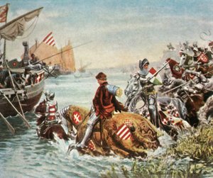 Sigismondo viene salvato dopo la battaglia di Nicopoli, 1396, 1936 da Unbekannt
