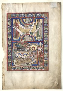 Foglio singolo estratto da un libro dei Vangeli: La Natività recto e San Matteo verso, c. 1190 da Unbekannt