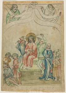 Foglio singolo da una Biblia Pauperum: Cristo che porta la croce (verso), c. 1410 da Unbekannt