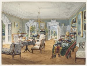 Salotto in una tenuta di campagna, 1830-1840 da Unbekannt