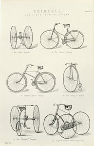 Sei forme antiche di biciclette e tricicli, XIX secolo da Unbekannt