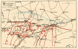 Schizzo delle principali operazioni vicino a Mons e Charleroi, c1914, c1920 da Unbekannt