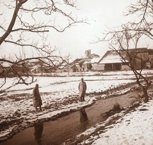 Soldati vicino a un fiume, Bernecourt, Francia settentrionale, c1914-c1918