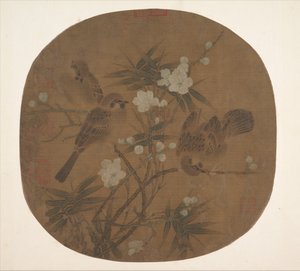 Passeri, fiori di prugno e bambù, fine XII secolo da Unbekannt