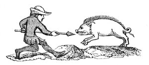 Caccia al cinghiale, 14° secolo, 1833 da Unbekannt
