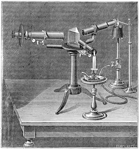 Apparecchio spettroscopico usato da Robert Wilhelm Bunsen e Gustav Robert Kirchhoff, c1895