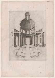 Speculum Romanae Magnificentiae: Interno e pianta di un tempio ottagonale da Unbekannt