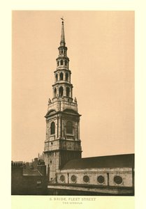 St Bride, Fleet Street, Il Campanile, metà-fine XIX secolo da Unbekannt