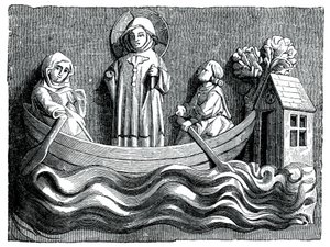 San Giuliano e Santa Basilissa, sua moglie, trasportano Cristo nella loro barca, XIII secolo 1870 da Unbekannt