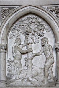 Chiesa cattolica di San Martino, Villers sur Mer, Francia. Rilievo. Adamo ed Eva da Unbekannt