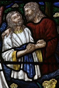 Vetrata: San Giovanni che battezza Gesù da Unbekannt