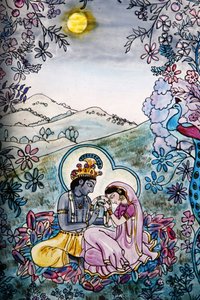 Vetrata nel tempio Iskcon: Krishna e Rada, Londra, Gran Bretagna da Unbekannt