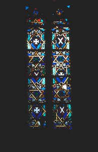 Stella di David in una finestra di vetro colorato di una chiesa, Barcellona, Spagna da Unbekannt