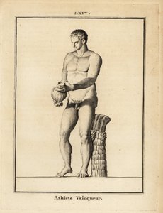 Statua di un atleta vittorioso nudo con vaso