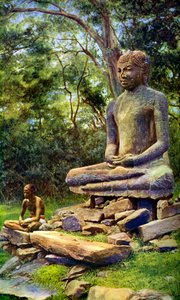 Buddha di pietra, una reliquia della passata gloria di Anuradhapura, Ceylon, c1924 da Unbekannt