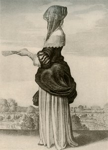 Estate - Abito estivo usuale di una signora inglese, regno di Carlo I, c. 1620-1640, 1937
