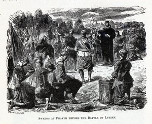 Svedesi in preghiera prima della battaglia di Lützen, 1882 da Unbekannt