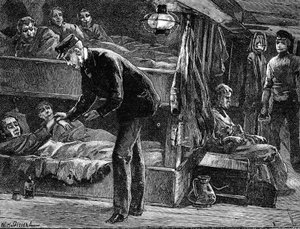 Misurare il polso di un emigrante irlandese malato a bordo della nave, 1840s c1890 da Unbekannt