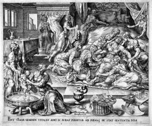 Tamar che dà alla luce Pharez e Sarah, XVI secolo da Unbekannt