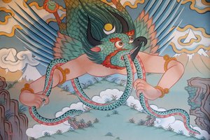 Tempio dei Mille Buddha Dashang Kagyu Ling, dipinto Garuda, La Boulaye, Francia da Unbekannt