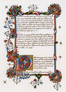 Pagina di testo con lettera iniziale illuminata, inizio XV secolo da Unbekannt