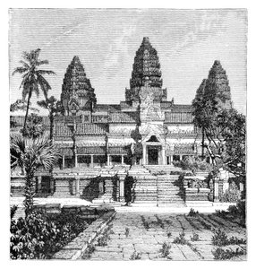 La facciata principale del tempio di Angkor-Wat, Cambogia, 1895